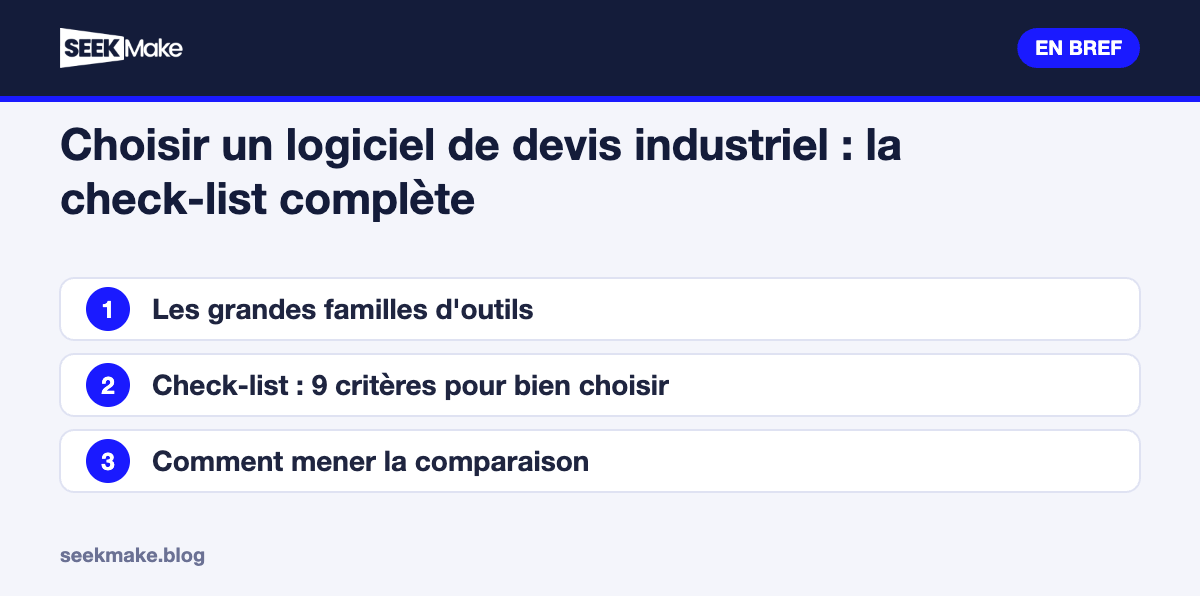 Choisir un logiciel de devis industriel : la check-list complète : les points clés en bref